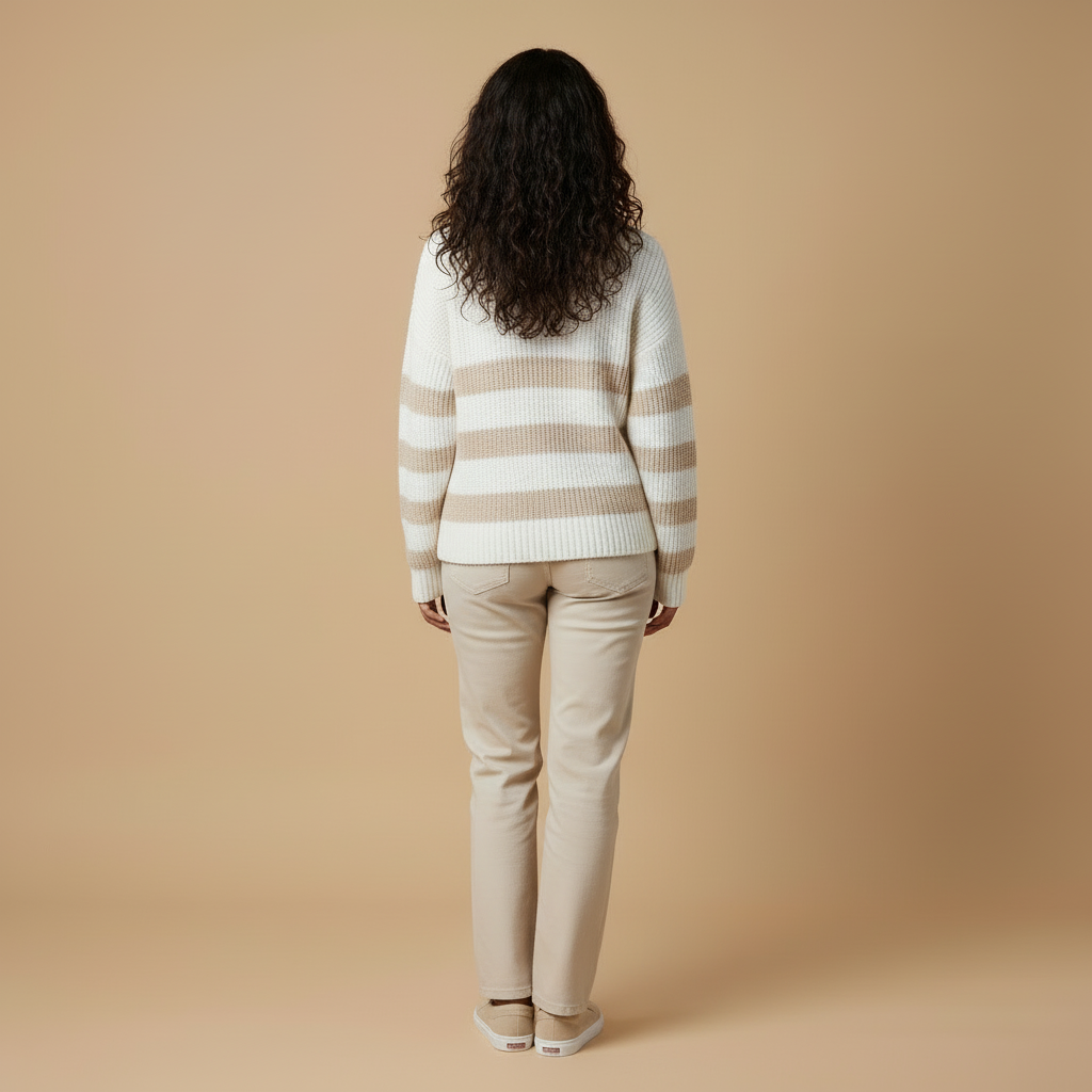 Noemi – Striped Knit Half-Zip Sweater